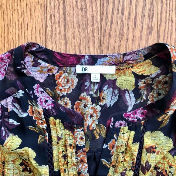 DR2 Floral Lined Sleeveless Belted Elasticized Waist Maroon Dress Women’s Size S - Picture 4 of 13